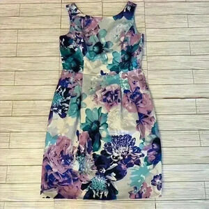 Eliza J Floral Faille Fit & Flare Dress